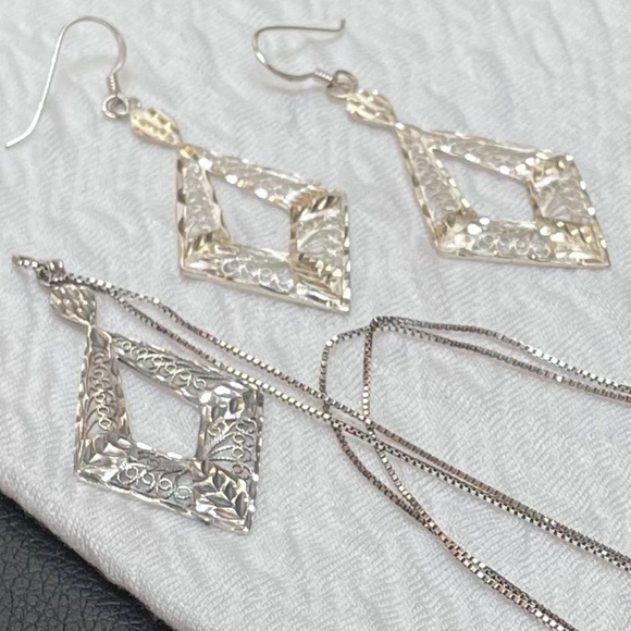 Jewelry - Sterling Silver Filigree Necklace and Earring Set